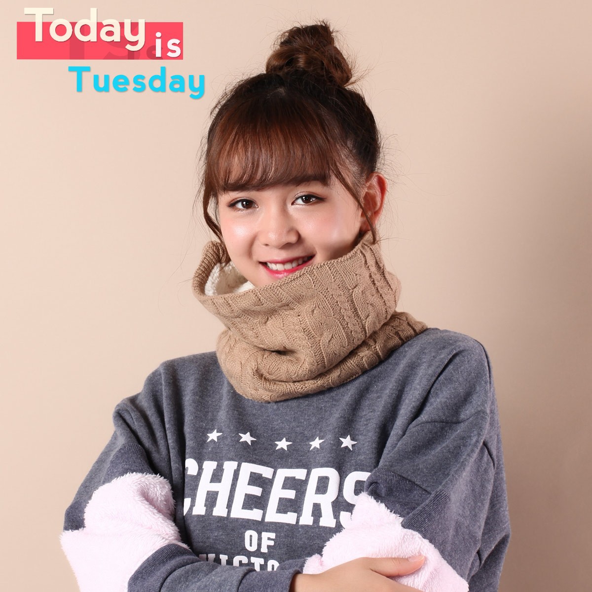 Autumn Plain Women's Warm Brown Solid Gradient Color Winter Printed In Stock Scarf_voghion.com