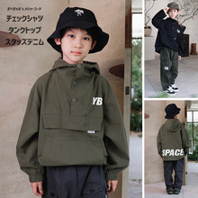 儿童外套2025秋季款山系户外儿童连帽风衣外套男童半开领套头上衣