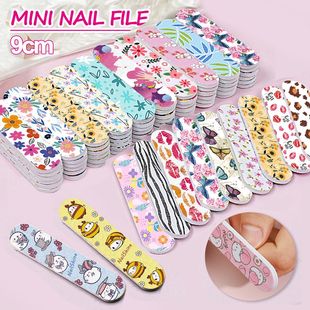 Mini Nail Rub Pattern Polishing Sanding Strip Printing Sand Strip Mini Flower File Nail Sticker Finger Set 9cm