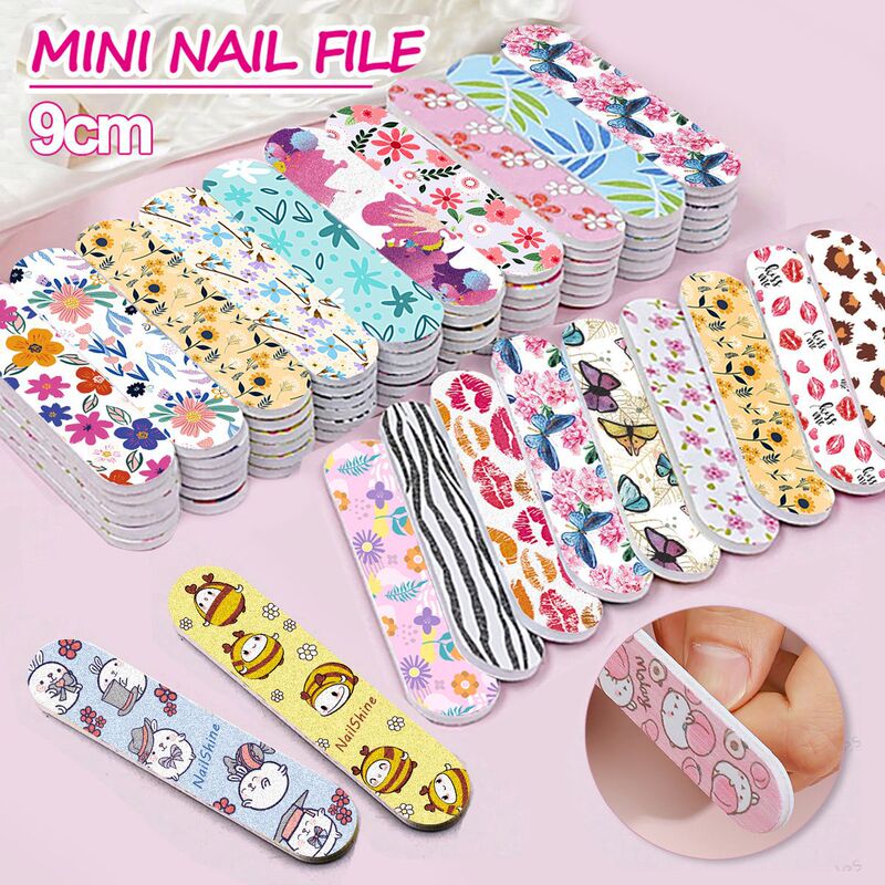 Mini Nail Rub Pattern Polishing Sanding Strip Printing Sand Strip Mini Flower File Nail Sticker Finger Set 9cm
