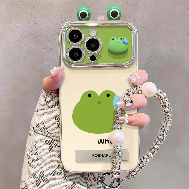 Sweating Frog Doll Bracelet Suitable for Apple 16 Phone Case 15 Electroplated Window 14 Silicone Anti-Drop Xiaomi 17 Soft Sweating Frog Doll Bracelet Suitable for Apple 16 Phone Case 15 Electroplated Window 14 Silicone Anti-Drop Xiaomi 17 Soft