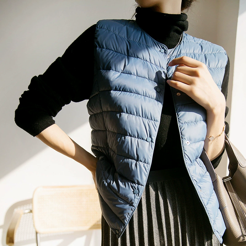 Осенне-зимнее пальто Partner с лежаком снизу вверх, Короткий воротник без воротника, легкий пуховик, жилет