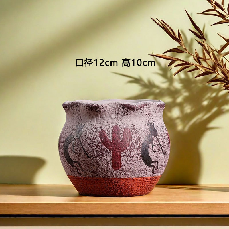 Macetas medias y grandes para suculentas mediterráneas, para uso doméstico, macetas de cerámica gruesa, macetas creativas de arcilla roja vintage, bandejas para flores al por mayor.