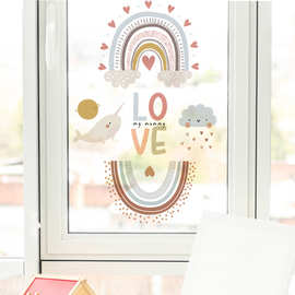 亚马逊彩虹墙贴儿童房云朵贴纸玻璃橱窗装饰贴画PVC热销墙贴画
