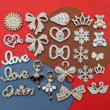 仿真电镀小熊鸭子雪花叶子女孩diy塑料配件头饰发夹手机壳鞋扣贴