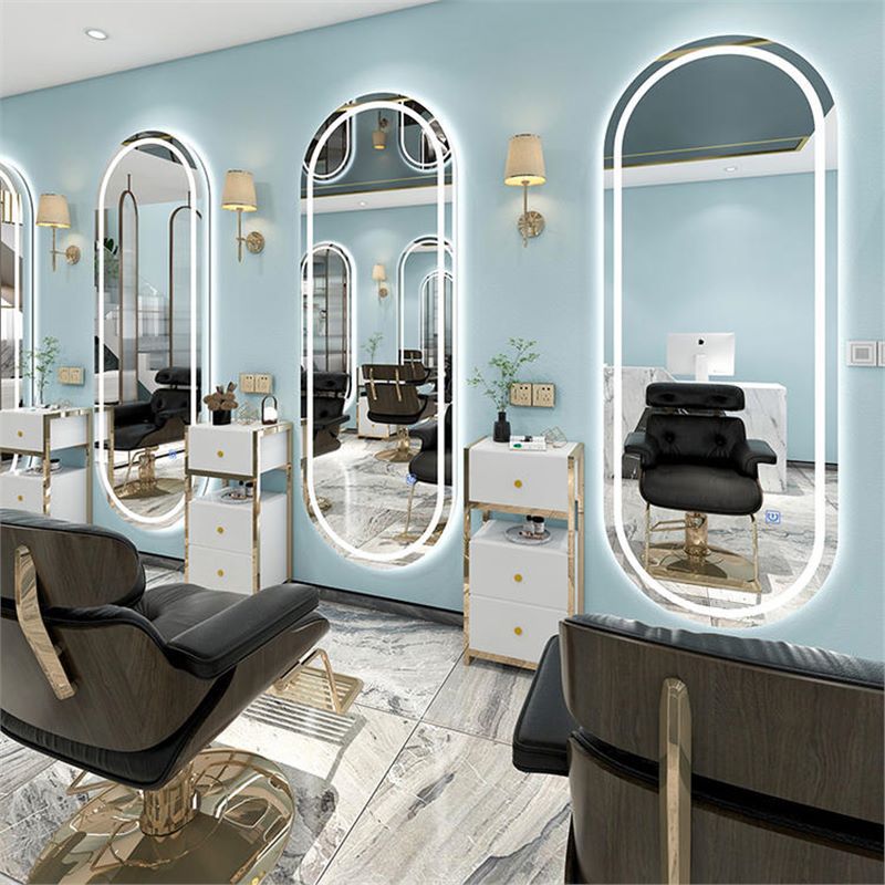 Internet Celebrant Barber Shop Mirror Simple Hairdressing Shop Mirror Hair Salon Hair Cutting Special LED Wall-mounted Single-sided Mirror with Light