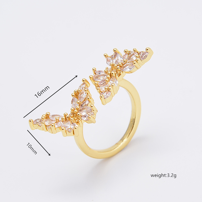 Sweet Flower Butterfly Copper Inlay Zircon Rings 1 Piece