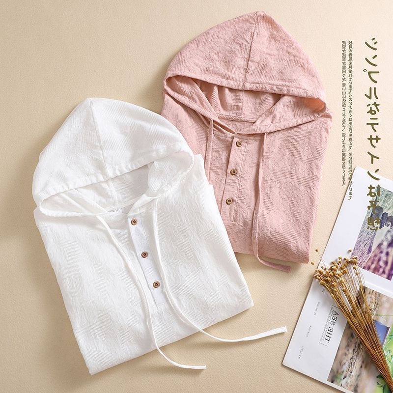 日韩剪标女装尾货提花刺绣棉麻T恤女夏季休闲宽松连帽上衣潮