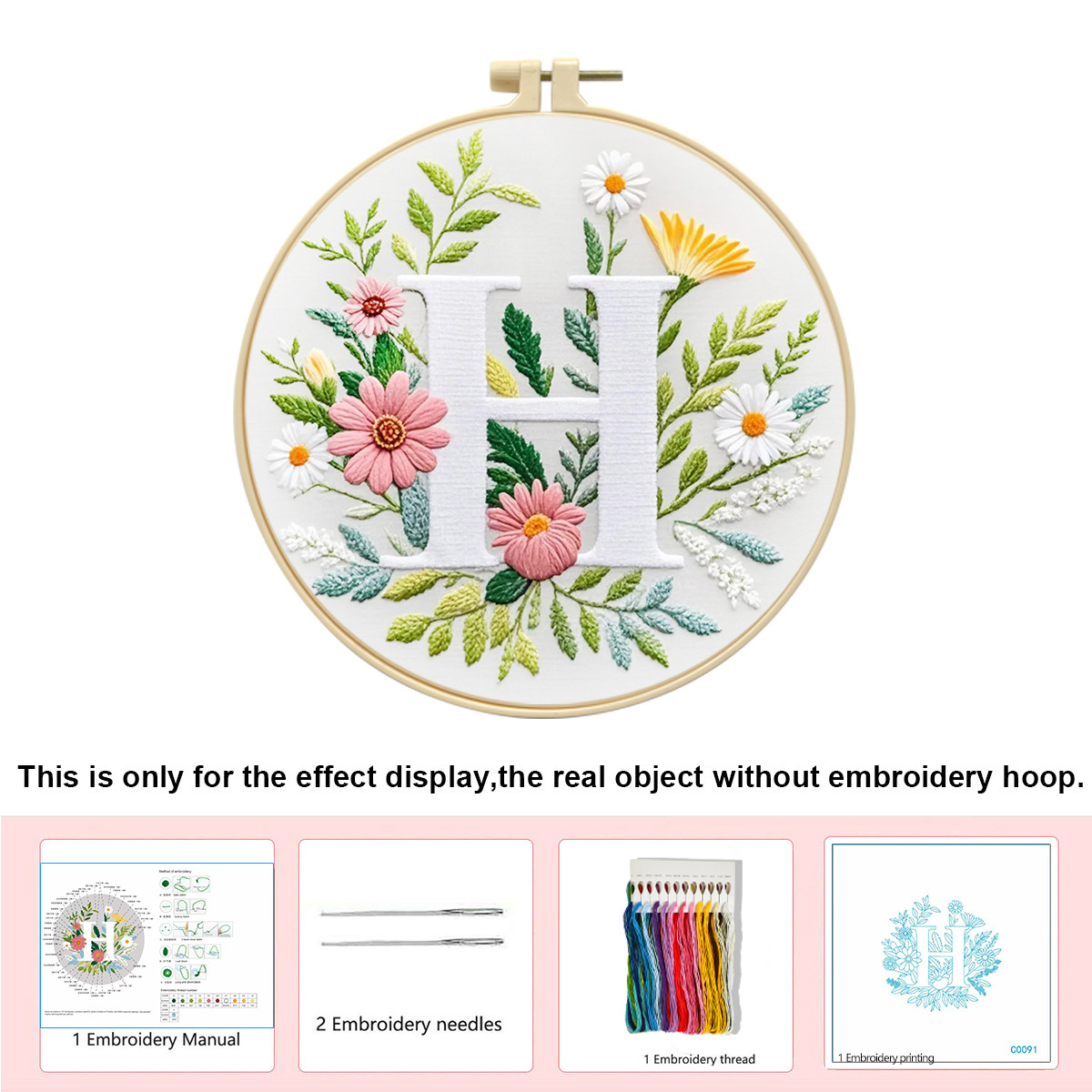 Hecho a mano flores y plantas europeas bordadas paquetes de materialdiy inglés 26 letras simple principiante nivel de bordado al por mayor