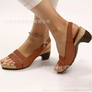 2022 Autumn and Summer Cross-border Foreign Trade New Sandals Women's European and American Fish Mouth Simple Wedge Buckle 43 Large Size Casual Women's Shoes