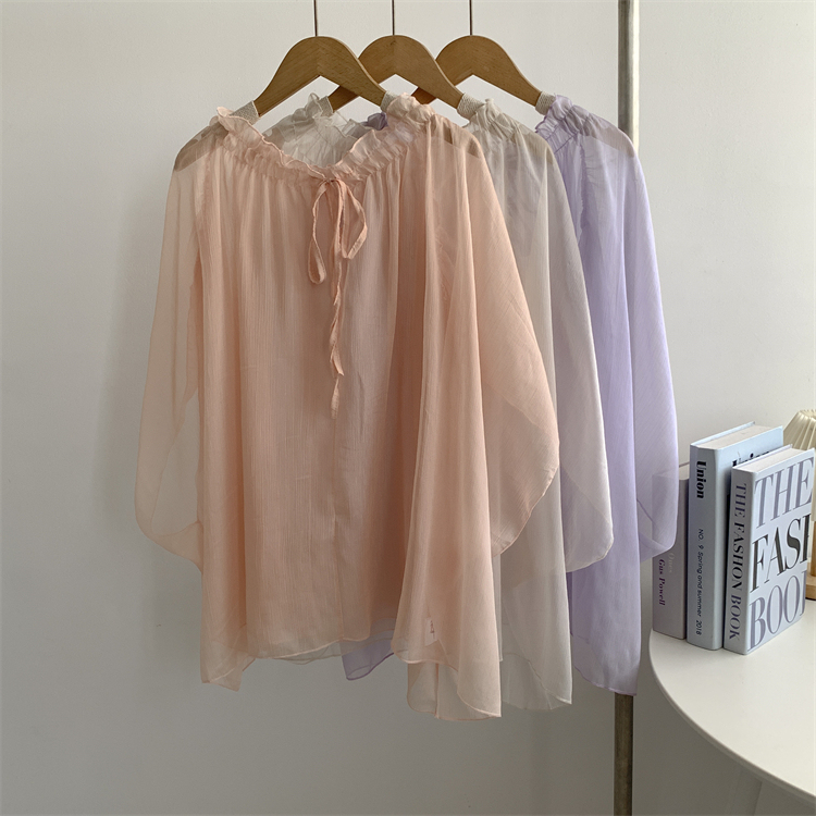 French Gentle Style Wavy Gauze Sleeveless Shawl New Design Stunning Chiffon Shirt Dropshipping