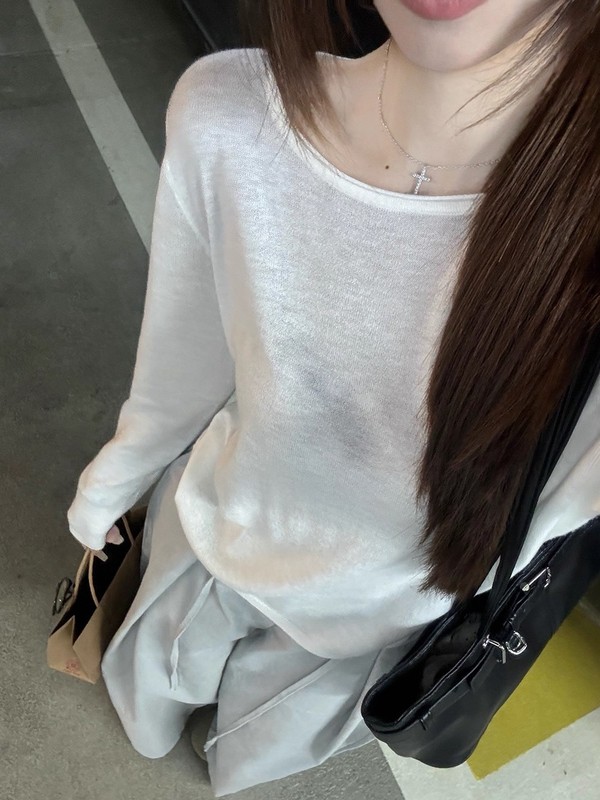韩系叠穿挂脖背心马甲长袖针织衫系带阔腿裤女2025秋季新款套装潮|undefined