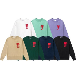 European and American trend round neck embroidered sweater autumn and winter warm twist couple pullover sweater