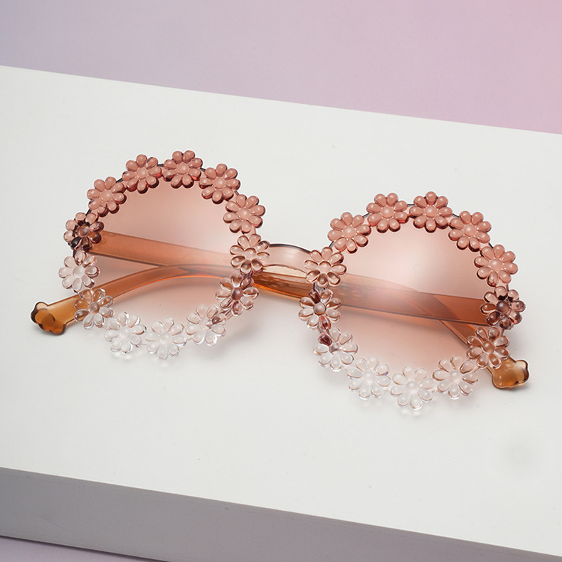 2026 nuevas gafas de sol de margarita para niños gafas de pétalos de marco redondo lindas bebés fotos gafas de sol UV