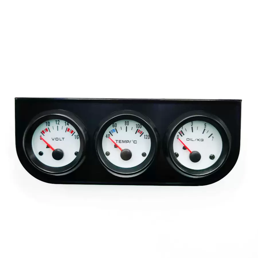 厂家销售 汽车改装车52mm三联表电压表水温表油压表12V黑框白面牌