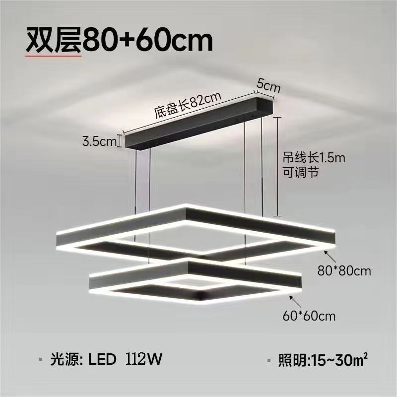 Lámparas de viento cuadrada simple nueva atmósfera simple luz cuadrada nórdica muy moderna lámpara roja red candelabrada lujosa sala de estar