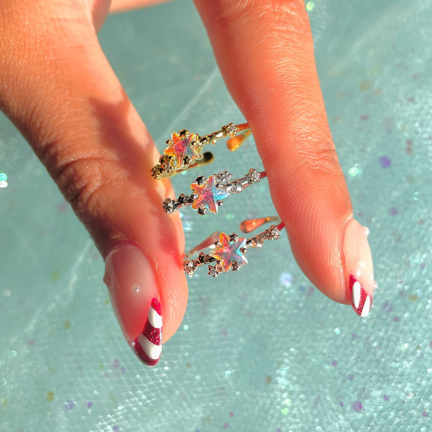 Star Open Ring 18K Real Gold Color Retention Size Adjustable Ring