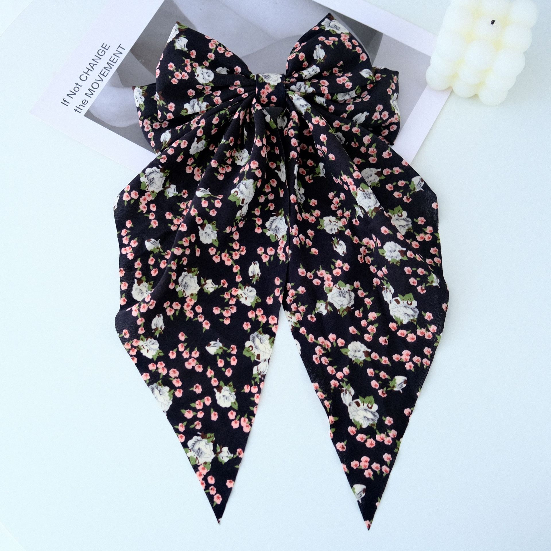 50g Weight Hair Claws Hair Accessories Type 1 Piece Quantity Holiday, Daily Occasion Bow Knot Pattern Women's Gender Floral Design Sweet, Pastoral Style Women's Sweet Pastoral Bow Knot Cloth Floral Hair Claws 19