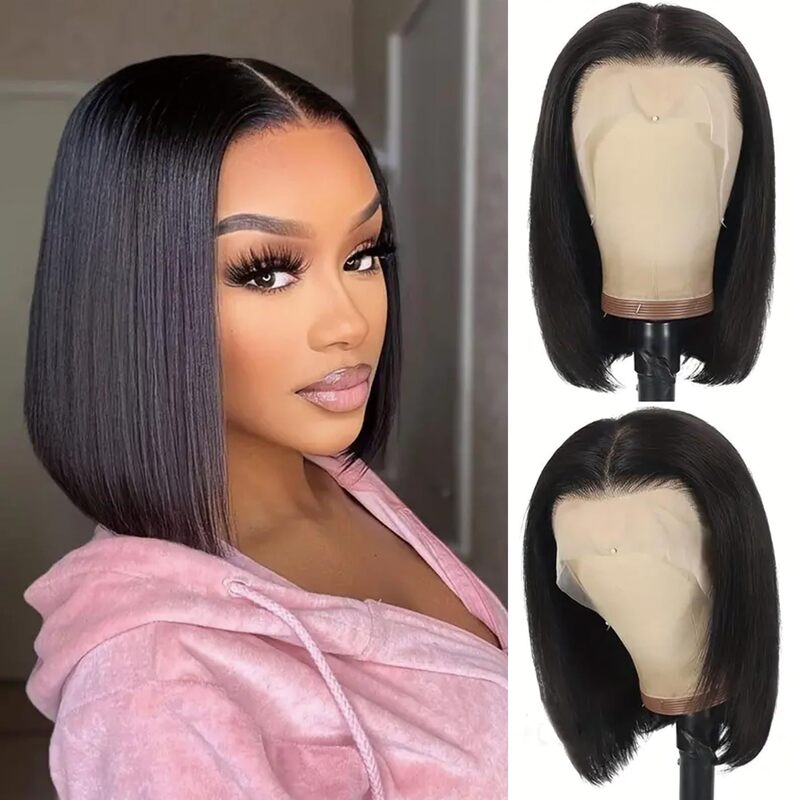 European and American Women's Wig 13*4 Natural Color Human Hair Lace Headgear Front Lace Bob Human Hair
