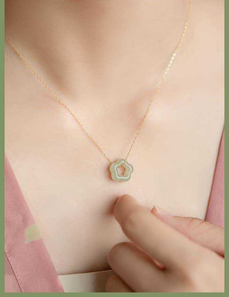Daily Occasion 304 Stainless Steel Material Wholesale Jewelry Elegant Flower 304 Stainless Steel Jade Plating