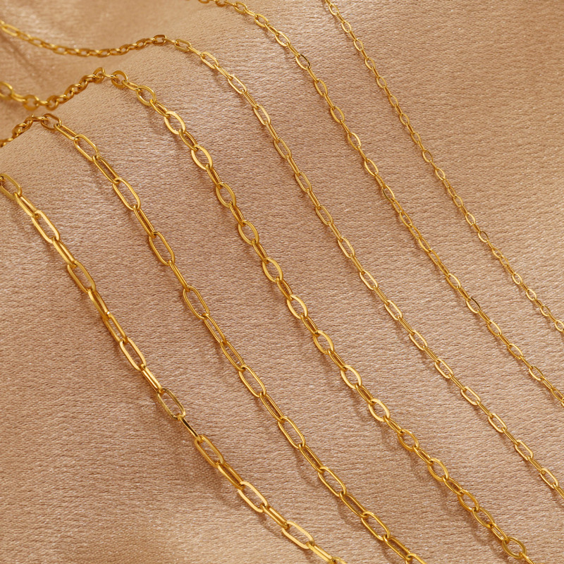 Stainless steel chain flattening long cross chain titanium steel semi-finished chain DIY jewelry necklace Stainless steel chain flattening long cross chain titanium steel semi-finished chain DIY jewelry necklace