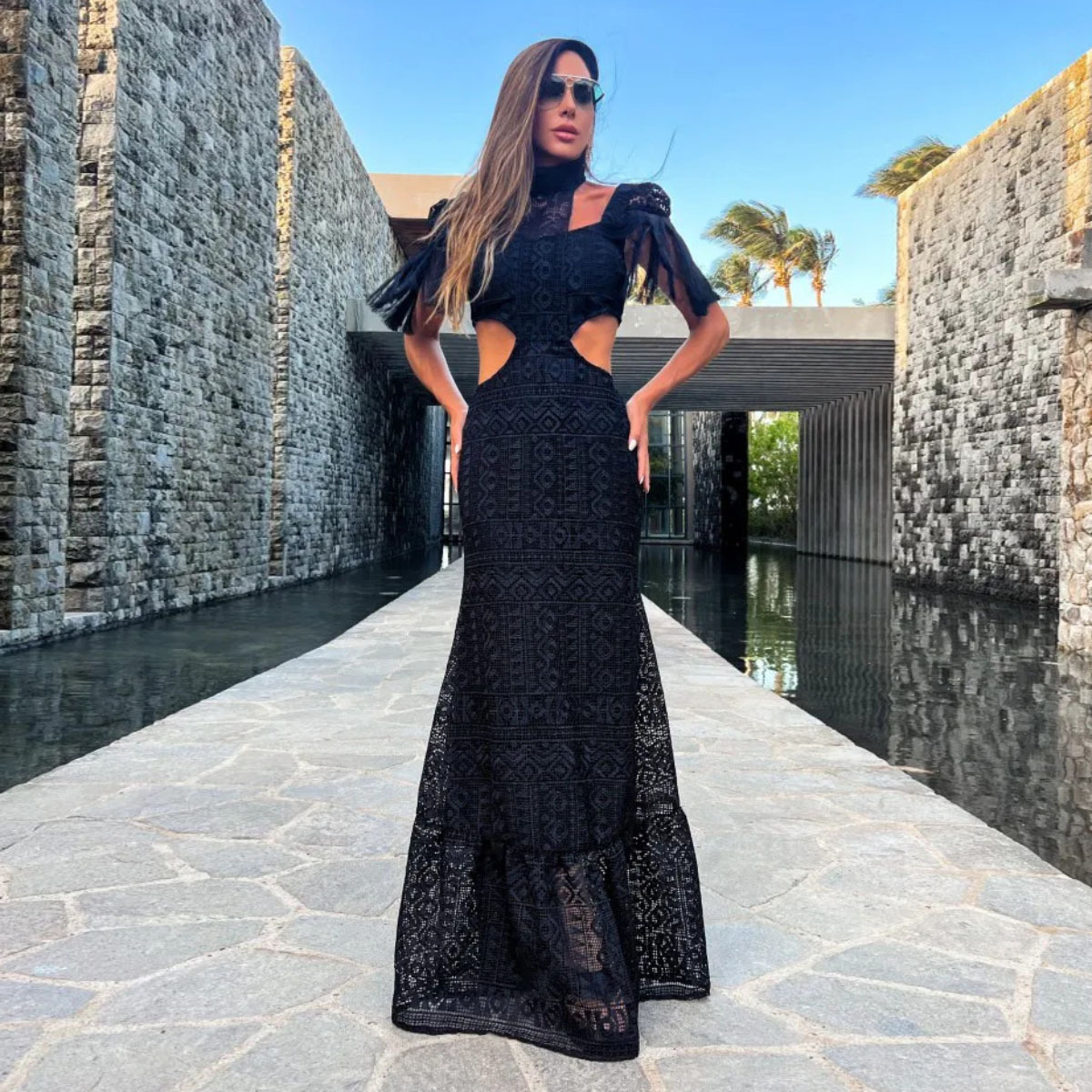 black elegant belt with tassels