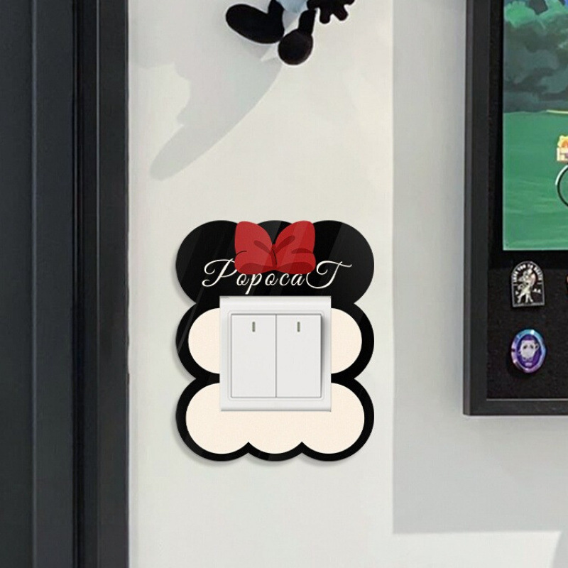 Bow Switch Decorative Wall Sticker Self-adhesive Waterproof Moisture-proof Modern Simple Socket Protective Cover Acrylic Switch Sticker