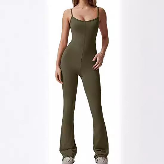 2023 transfronteriza Amazon nuevo apretado pantalones de mono de costura de color sólido europeo y americano