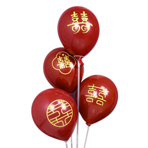 Wedding room layout balloon wedding balloon double thickened pomegranate ruby ​​red balloon wedding engagement wedding supplies
