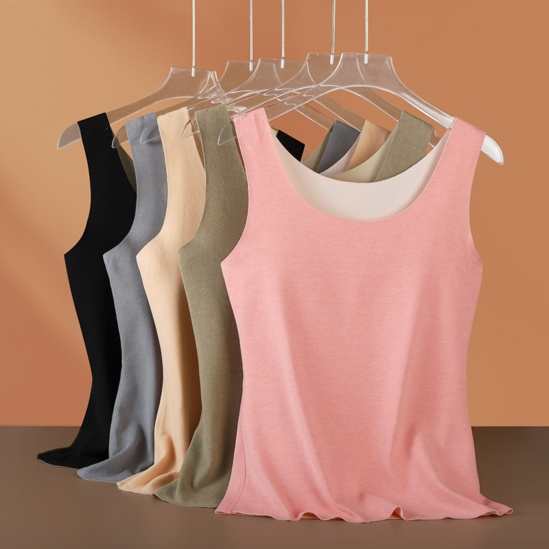 Otoño y invierno nuevo chaleco de terciopelo sin marcas caliente mujer doble cara molido color sólido ropa interior de base grande ropa interior caliente image 1