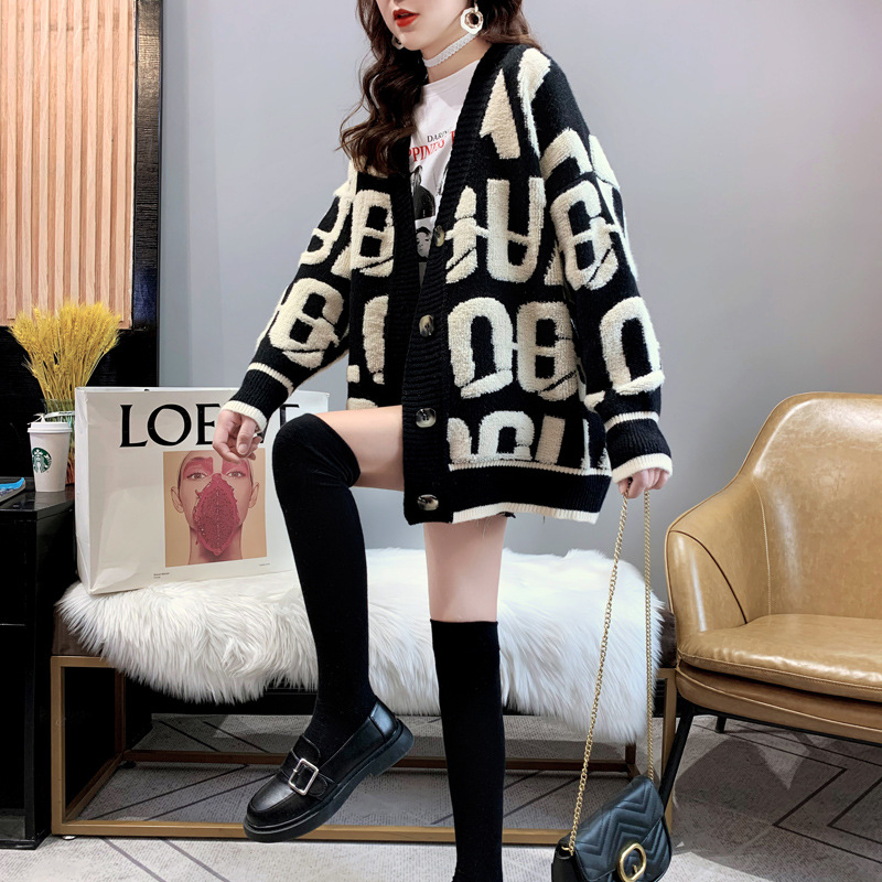 Grueso suéter cardigan mujeres Otoño e Invierno 2023 estilo coreano nuevo estilo occidental desgaste exterior flojo perezoso estilo abrigo de punto