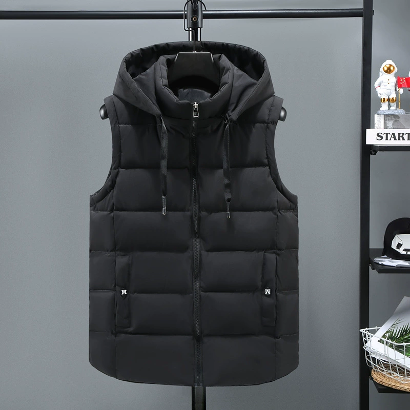 Men's demi-season down jacket, keep warm vest sleevless, oversize, increased thickness