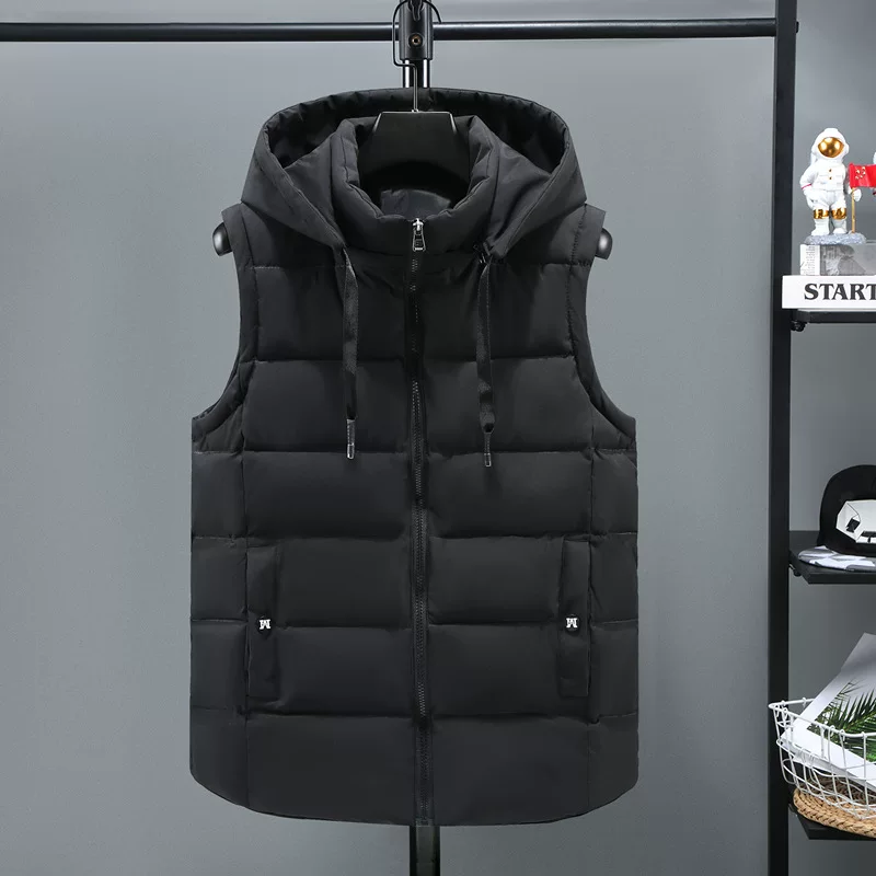 Men's demi-season down jacket, keep warm vest sleevless, oversize, increased thickness
