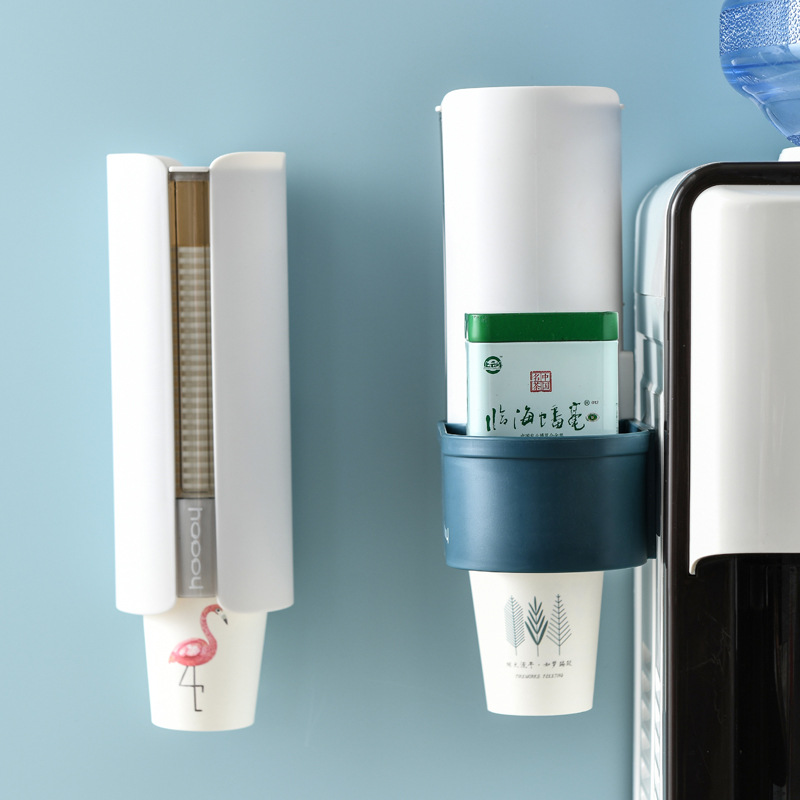 Portavasos para el hogar estante de almacenamiento de vasos de papel automático Portavasos dispensador de agua taza desechable estante de almacenamiento sin perforar para colgar en la pared