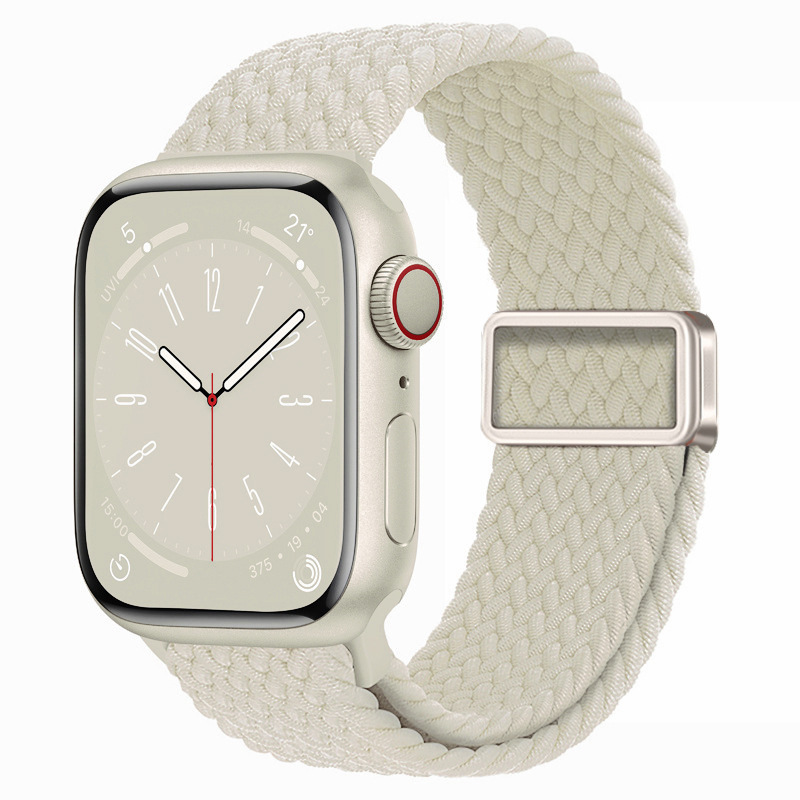适用ApplewatchS11苹果表带磁吸扣尼龙弹力编织iwatch10手表表带|undefined