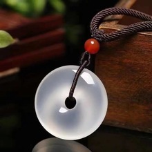 玉髓平安扣吊坠冰透荔枝冻白色玛瑙水晶挂件项链男女金店促销礼品