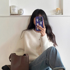2025新款小个子慵懒风奶fufu白色毛衣女秋冬季宽松加厚针织衫上衣