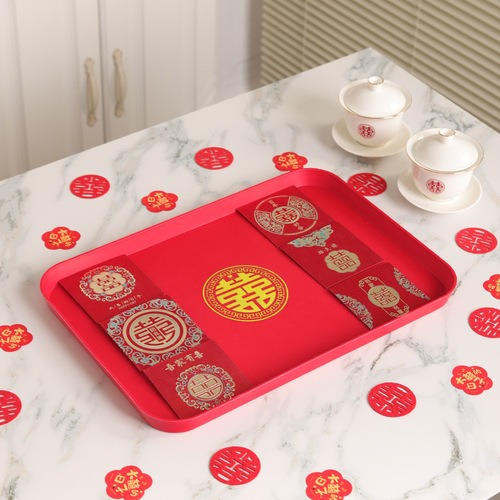 Wedding Fruit Basket Living Room Red Happy Candy Tray Wine Serving Plate Festive Wedding Use Happy Plate Wedding Decorations Variety