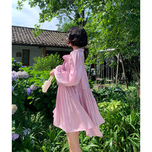 SROOM十三行新款法式连衣裙韩剧高级感粉紫色小众设计温柔仙女裙