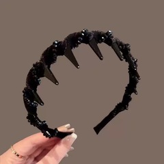 歯付きクリスタルハイヘッドバンド、滑り止めウェーブヘアピン、女性用、ハイエンド、ファッショナブル、ビーズヘッドバンド、ヘッドバンド