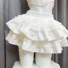 甜美芭蕾高腰半身裙显瘦蓬蓬裙蕾丝小个子短裙新款蛋糕裙大码胖mm