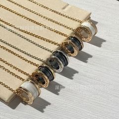 s925 スターリングシルバー Baojia チャリティスモールウエストスプリングブラックとホワイトセラミックネックレス CNC クラフトファッションライト高級鎖骨チェーン