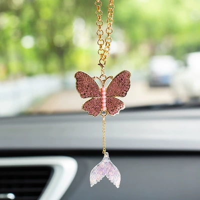 New Product Small Fresh Pearl Car hanging - fish-tail-butterfly-pendant-pink