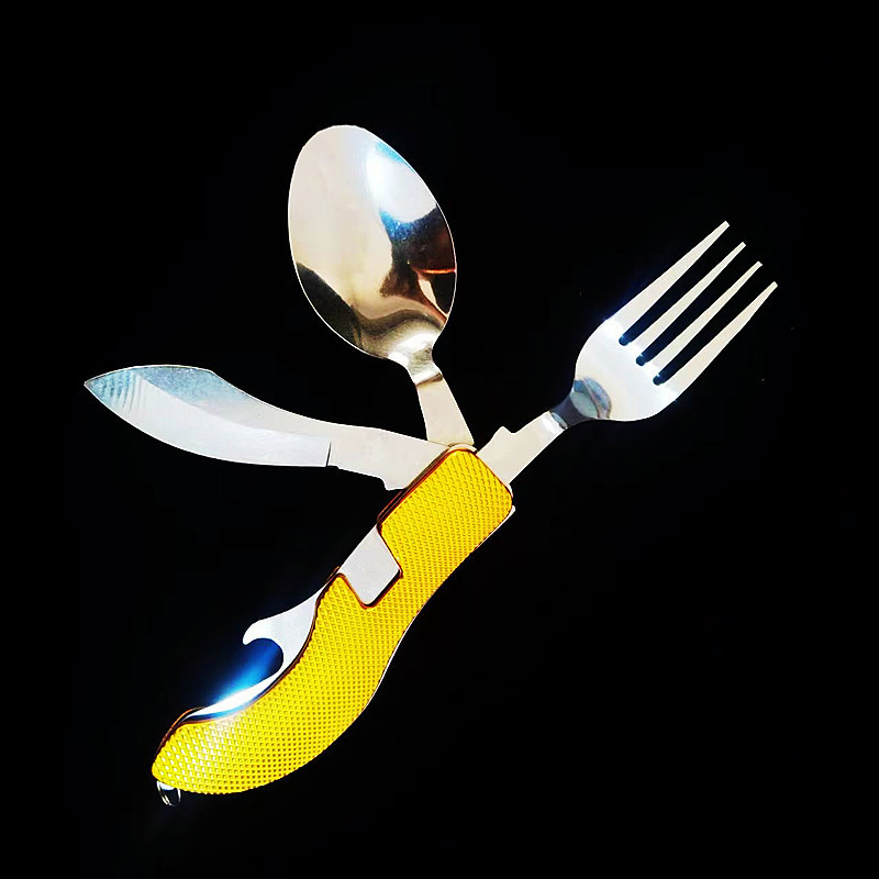 キャンプ食器折りたたみナイフフォークスプーンセット食器洋食ナイフフォーク多機能ナイフ分解食器|undefined