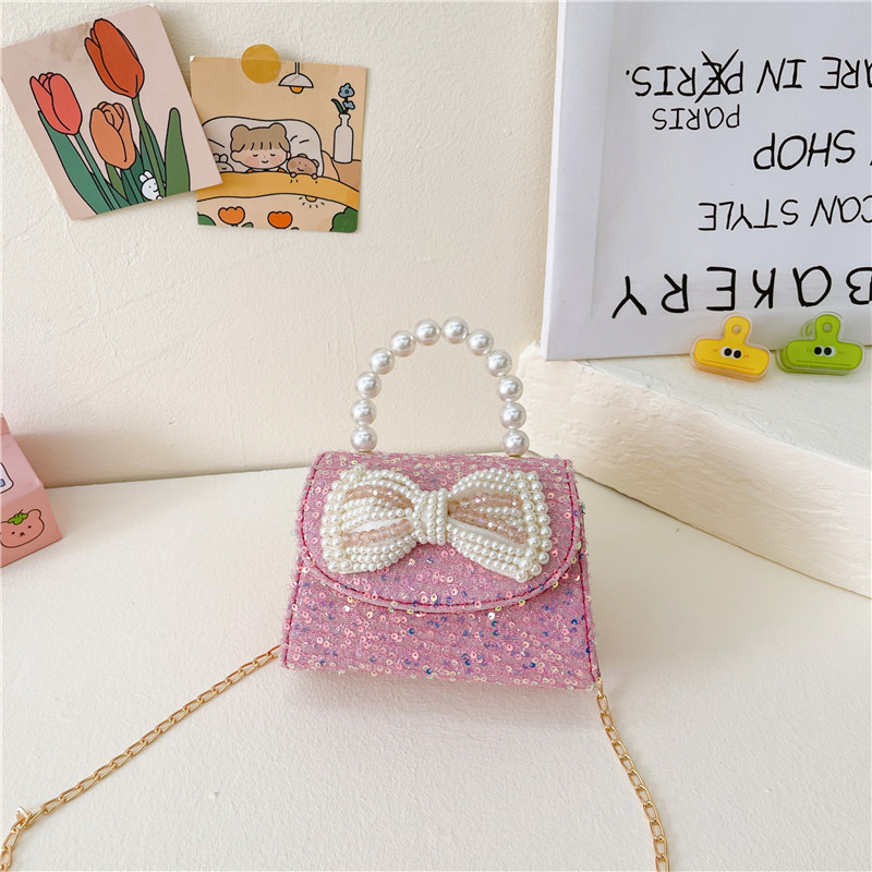 2025 nuevo pequeño viento perfumado bolso de niños princesa viento beaded bolso de cambio de mano bolso de hombro de moda bolso de cadena
