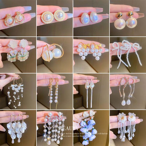Silver Needle French Retro Baroque Pearl Flower Tassel Earrings Fashion Personalized Earrings Niche High-end Earrings