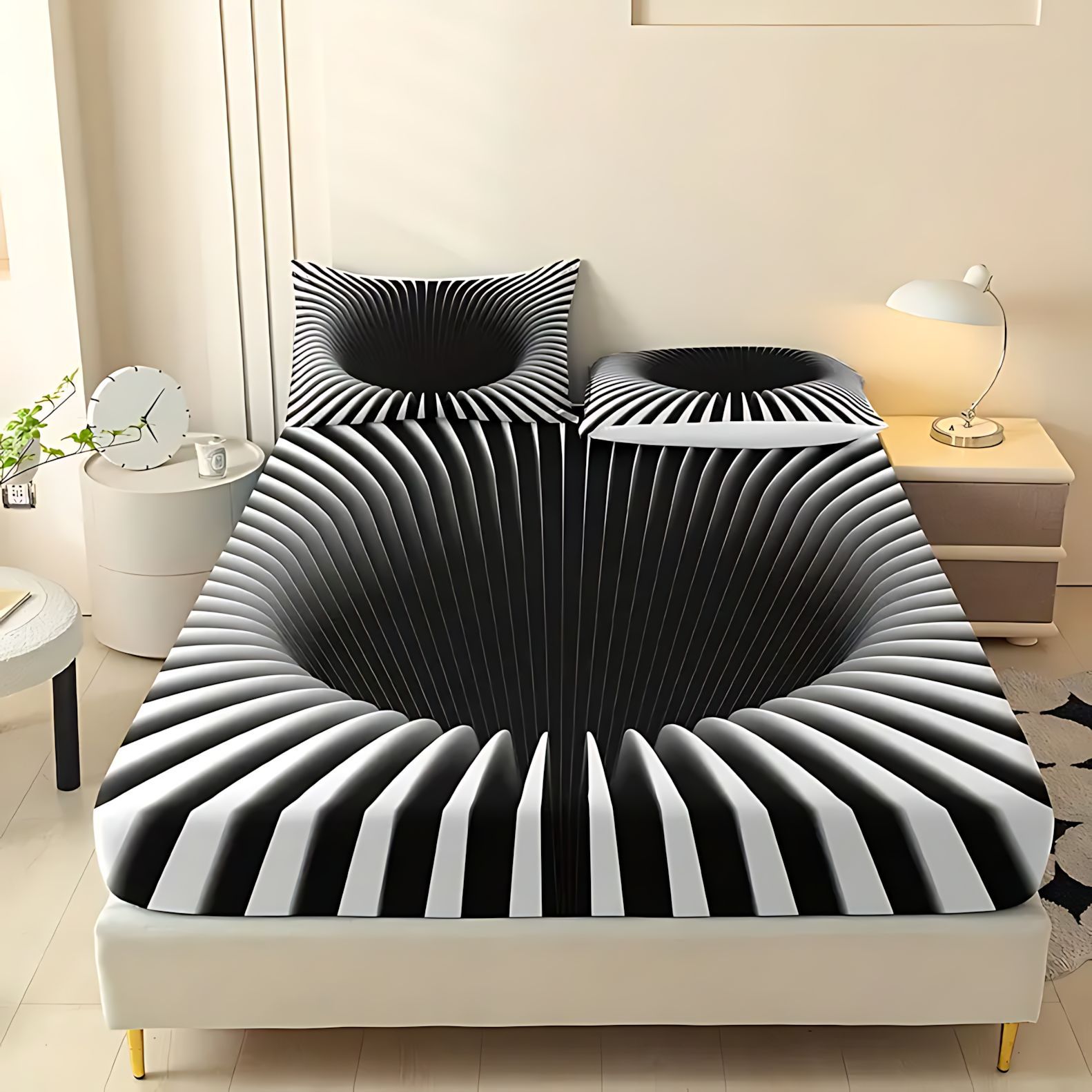 TEMU / JIT Abstracción 3D agujero negro vórtice HD impresión digital cama de cama de cama