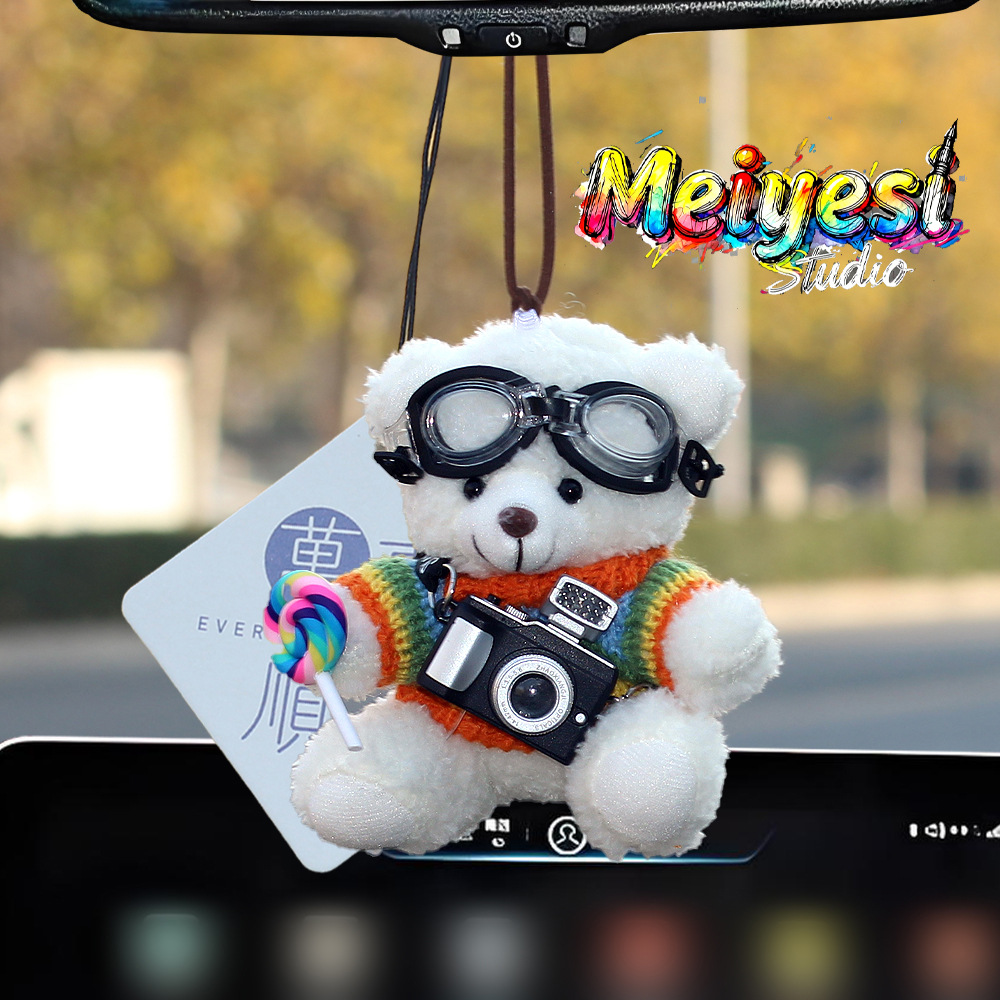 Pequeño oso de peluche colgante de automóviles colgante de automóviles colgante de automóviles espejo retrovisor colgante de automóviles adornos perfumados joyas mujeres
