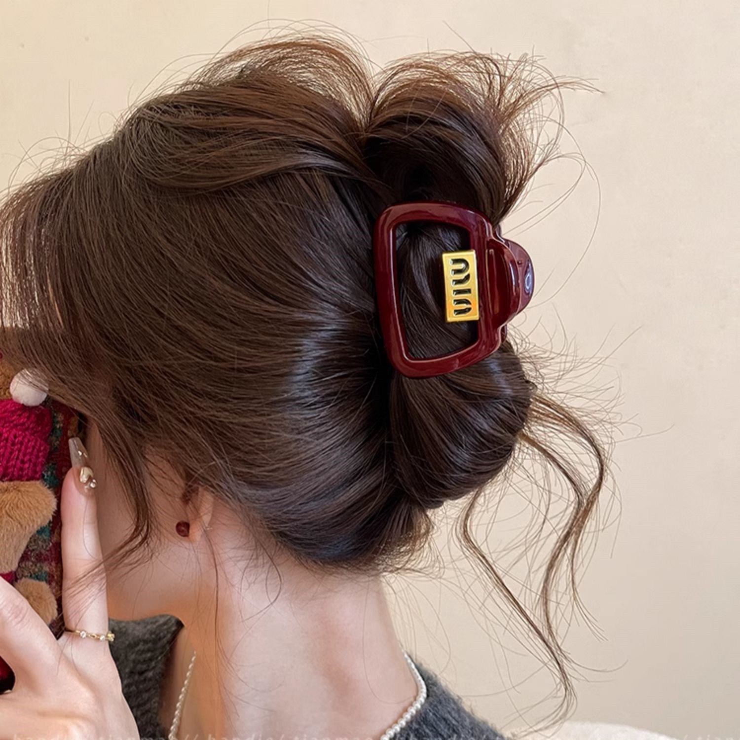 ankela red letter grip female back head loose clip shark clip medium hairpin high ponytail hairpin headdress