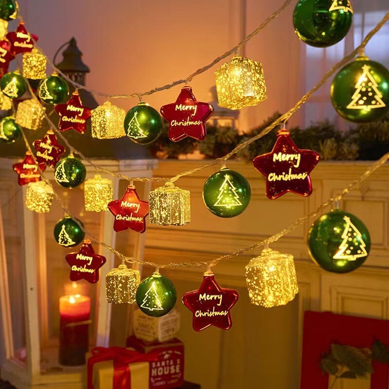 Christmas Ball Lights, Snowflake Five-Pointed Star Mirror Garden Lights, Shopping Mall Decoration Star Lights with Battery-Powered Light Balls